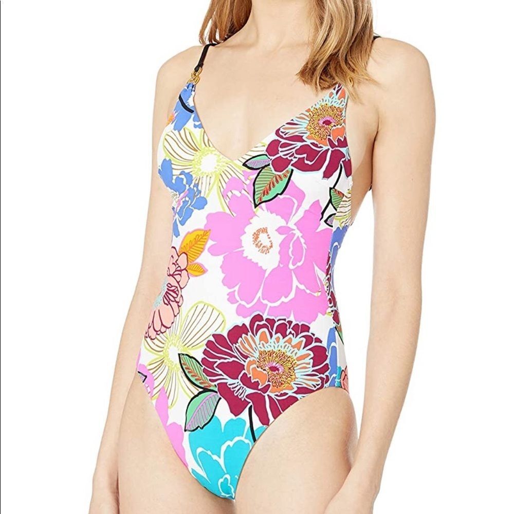 NWT Trina Turk Women's One Piece Swimsuit Size 4 Colorful Floral